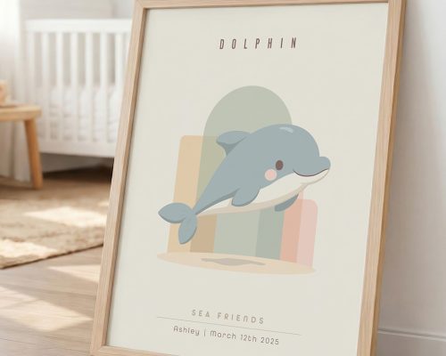 Dolphin Nursery Print, Ocean Wall Art Decor