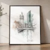 Dublin Watercolor Drawing Wall Art Print | ArtPrintsVicky
