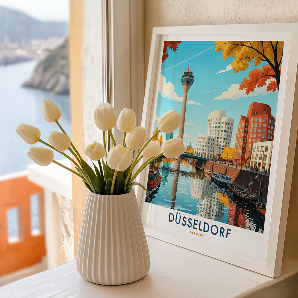 Düsseldorf Skyline Travel Poster - Wall Art - Image 2