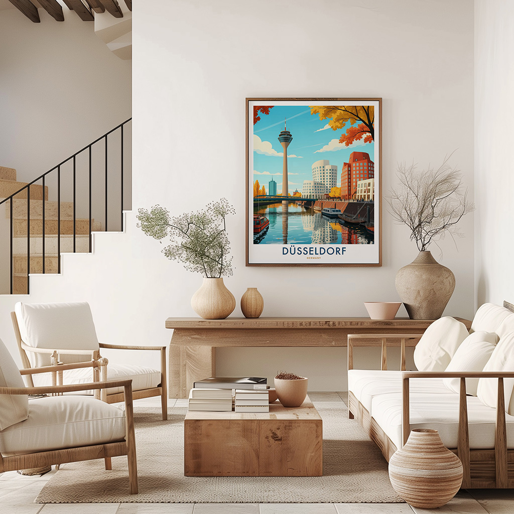 Düsseldorf Skyline Travel Poster - Wall Art - Image 3