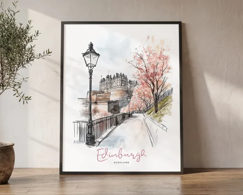 Edinburgh Skyline Drawing — Watercolor Wall Art | ArtPrintsVicky
