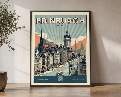 Edinburgh Travel Poster — Vintage Wall Art Print | ArtPrintsVicky