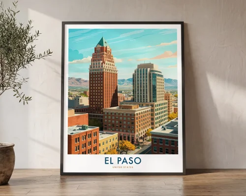El Paso Travel Poster — Vintage Texas Wall Art Print | ArtPrintsVicky