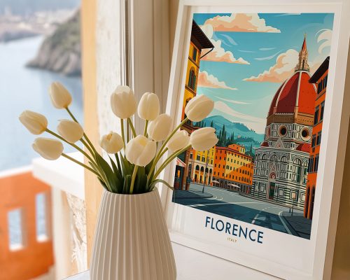 Alternative view of Florence Travel Poster Vintage Italy Wall Art Print