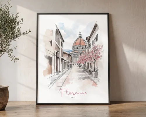 Florence Italy Wall Art Print — Skyline Poster | ArtPrintsVicky