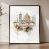 Florence Skyline Drawing — Watercolor Wall Art Print | ArtPrintsVicky