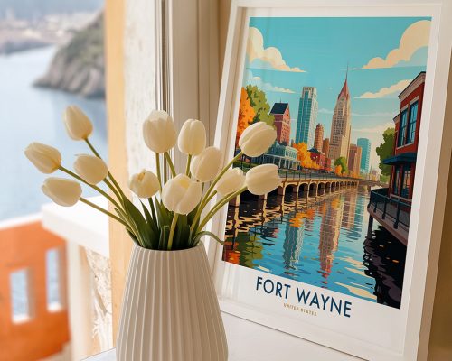 Alternative view of Fort Wayne Travel Poster Wall Art Print