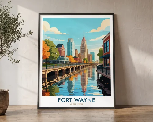 Fort Wayne Travel Poster Wall Art Print | ArtPrintsVicky