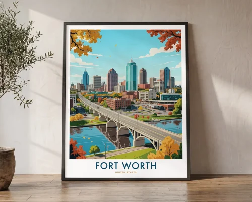 Fort Worth Travel Poster — Vintage Texas Wall Art Print | ArtPrintsVicky