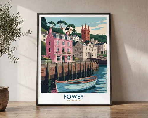 Fowey Travel Poster — Vintage Cornwall Wall Art Print | ArtPrintsVicky