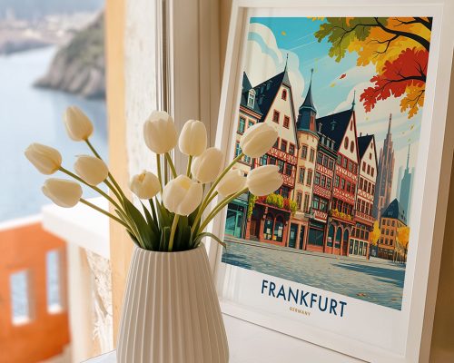 Alternative view of Frankfurt Travel Poster Vintage Wall Art Print