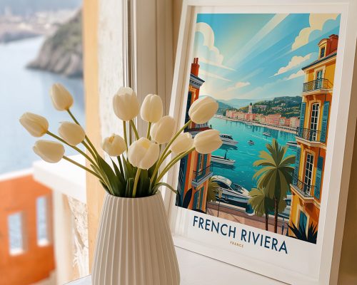 Alternative view of French Riviera Travel Poster Vintage Wall Art Print