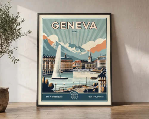 Geneva Travel Poster — Vintage Wall Art Print | ArtPrintsVicky