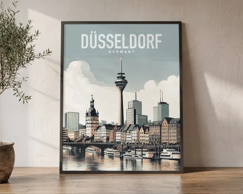 German Gem Dusseldorf Travel Poster | ArtPrintsVicky