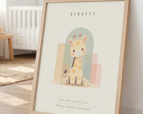 Giraffe Nursery Print, Safari Wall Art Decor