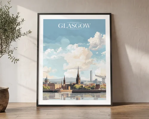Glasgow City Wall Art Print — Skyline Poster | ArtPrintsVicky