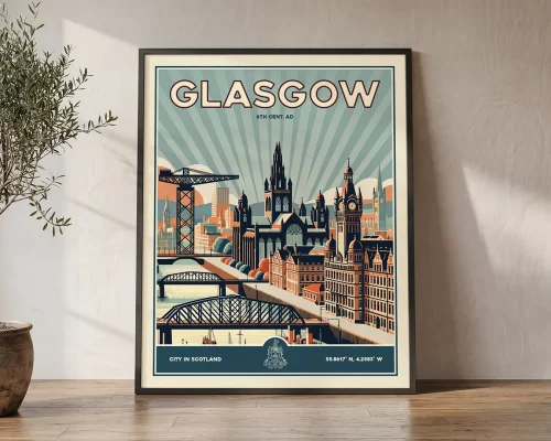 Glasgow Travel Poster — Vintage Wall Art Print | ArtPrintsVicky