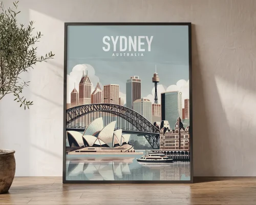 Harbour City Charm Sydney Illustrated Poster | ArtPrintsVicky