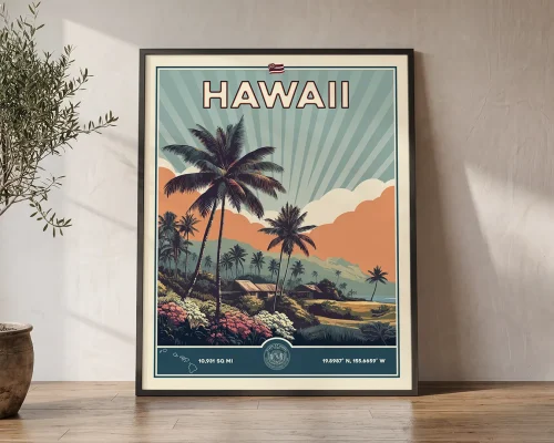 Hawaii Travel Poster — Vintage Wall Art Print | ArtPrintsVicky