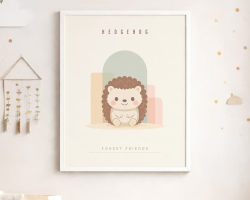 Alternative view of Hedgehog Nursery Print, Woodland Wall Art