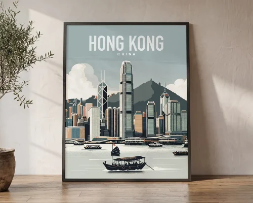 Hong Kong Travel Poster — Vintage Wall Art Print 2 | ArtPrintsVicky