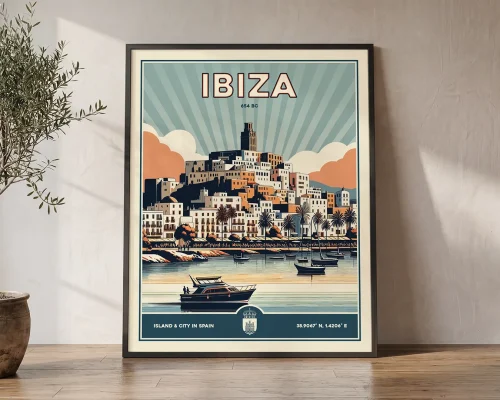 Ibiza Poster Inspired by Retro Travel Art | ArtPrintsVicky