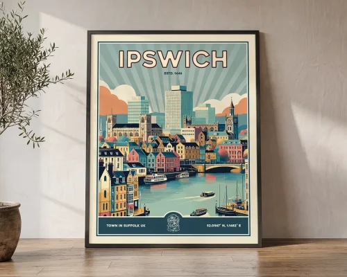 Ipswich Print Inspired by Retro Travel Art | ArtPrintsVicky