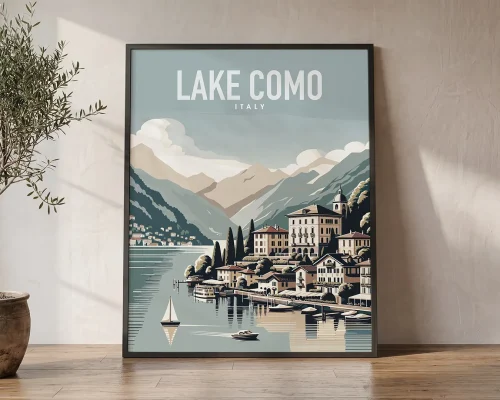 Italian Elegance Lake Como Travel Poster | ArtPrintsVicky