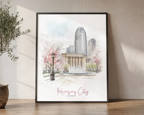 Kansas City Drawing — Watercolor Wall Art Print | ArtPrintsVicky