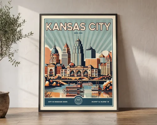 Kansas City Travel Poster — Vintage Wall Art Print | ArtPrintsVicky