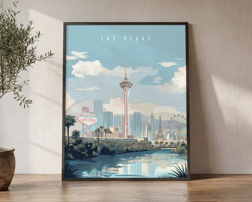 Las Vegas Classic Cityscape Travel Wall Art Prints | ArtPrintsVicky