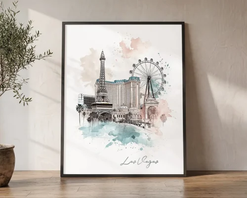 Las Vegas Skyline Drawing Wall Art Print | ArtPrintsVicky