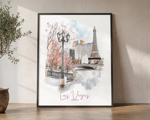 Las Vegas Skyline Drawing — Sketch Wall Art Print | ArtPrintsVicky