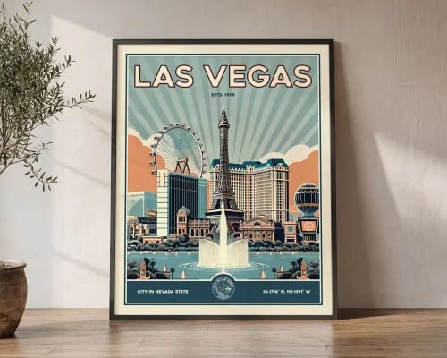 Las Vegas Travel Poster — Vintage Wall Art Print | ArtPrintsVicky