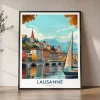 Lausanne Switzerland Travel Poster | ArtPrintsVicky