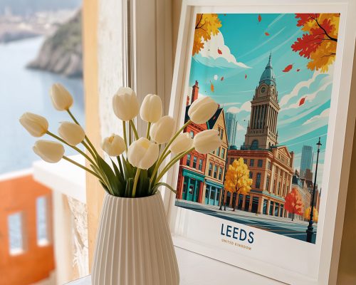 Alternative view of Leeds England Travel Print, Yorkshire Poster