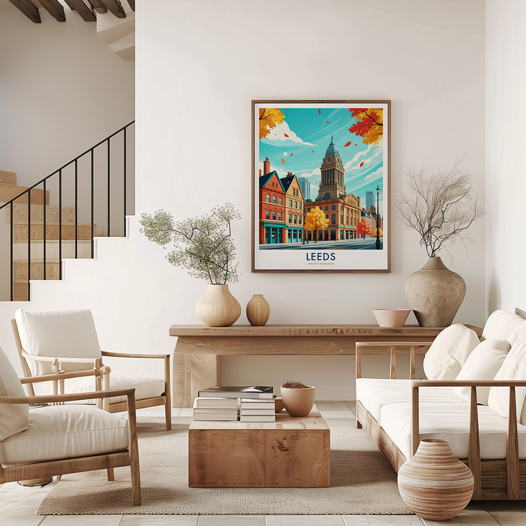 Leeds England Travel Print, Yorkshire Poster - Image 3