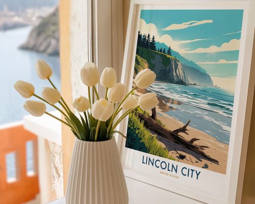 Alternative view of Lincoln City Oregon Travel Print -  Wall Poster