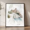 Lindos Drawing Watercolor Wall Art Print | ArtPrintsVicky