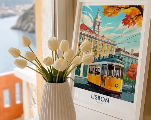 Alternative view of Lisbon Travel Poster Vintage Portugal Wall Art Print