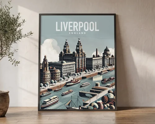 Liverpool Landmarks Stylized Travel Print | ArtPrintsVicky