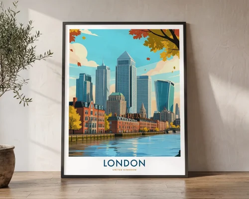 London Canary Wharf Travel Poster Wall Art | ArtPrintsVicky