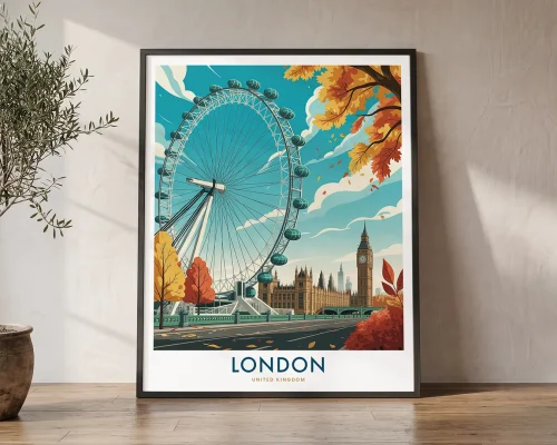 London Eye Travel Poster Wall Art Print | ArtPrintsVicky
