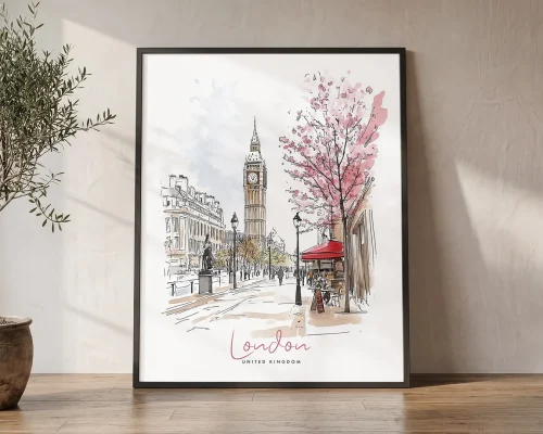 London Skyline Drawing — Sketch Wall Art Print | ArtPrintsVicky