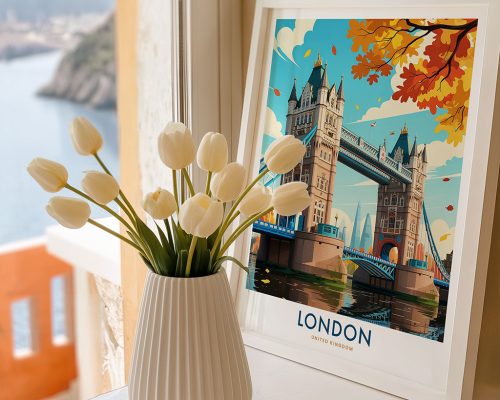 Alternative view of London Tower Bridge Travel Poster Wall Art Print