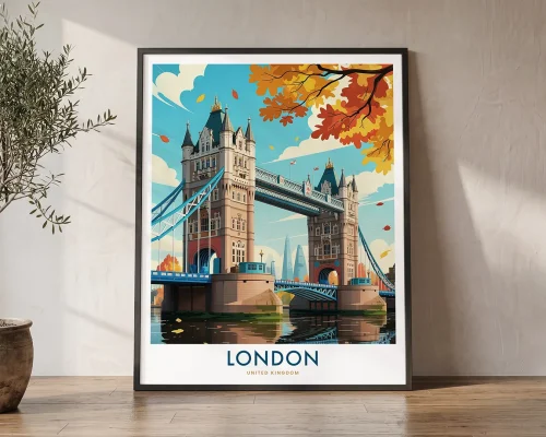 London Tower Bridge Travel Poster Wall Art Print | ArtPrintsVicky