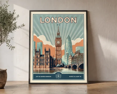 London Travel Poster — Retro Wall Art Print 1 | ArtPrintsVicky
