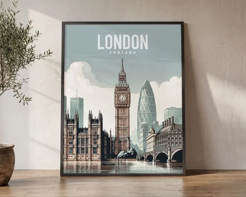 London Travel Poster — Skyline Wall Art Print | ArtPrintsVicky