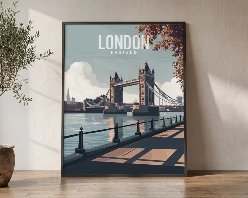 London Travel Poster — Tower Bridge Wall Art Print | ArtPrintsVicky