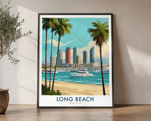 Long Beach Travel Print – California Wall Poster | ArtPrintsVicky